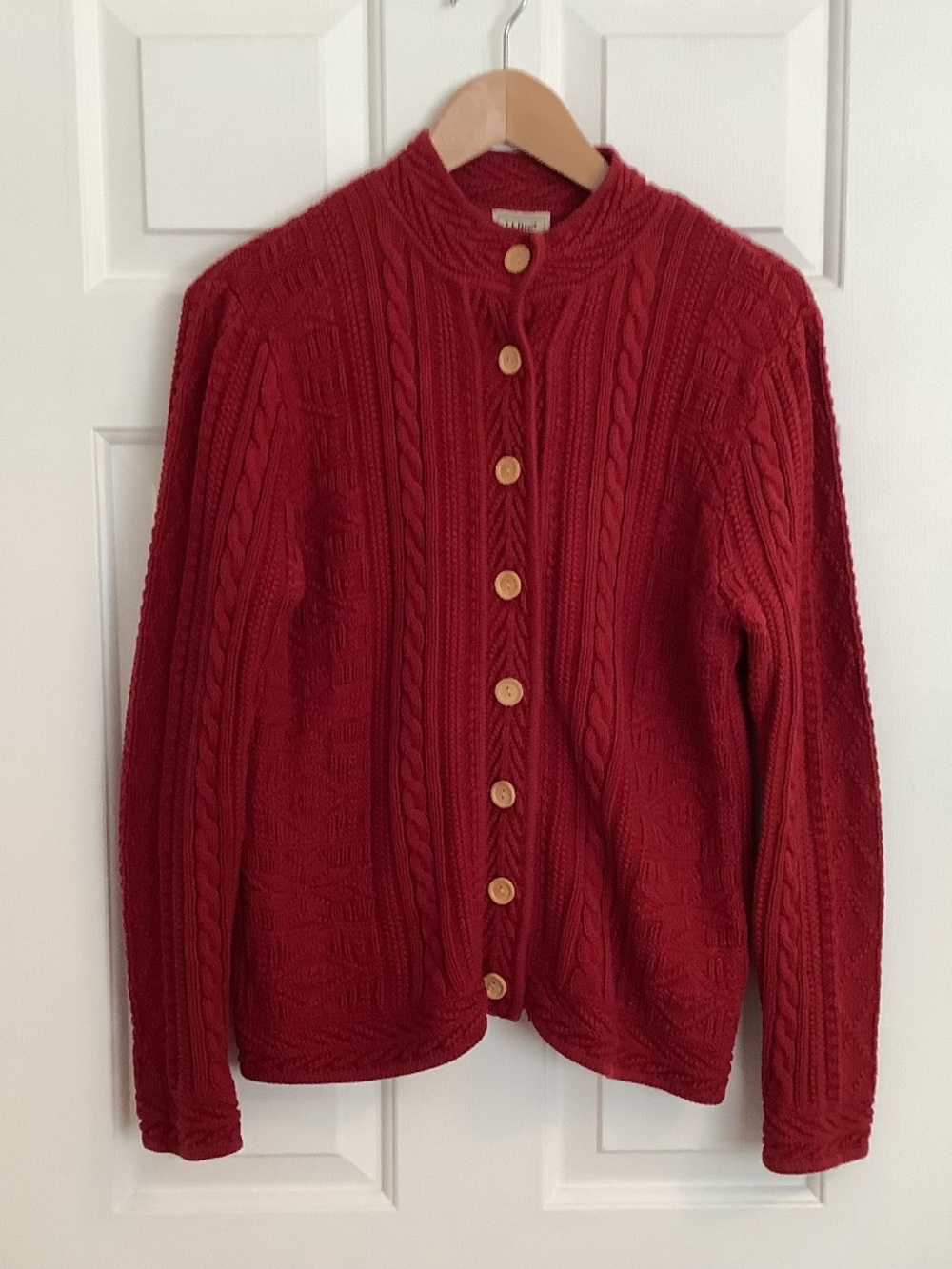 L.L. Bean Red Cotton Cable knit sweater